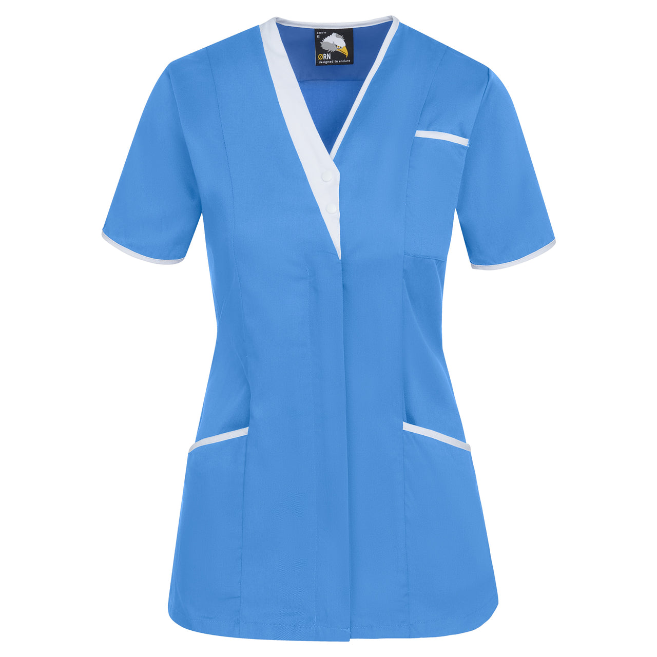 Tonia V-Neck Tunic - Hospital Blue - White