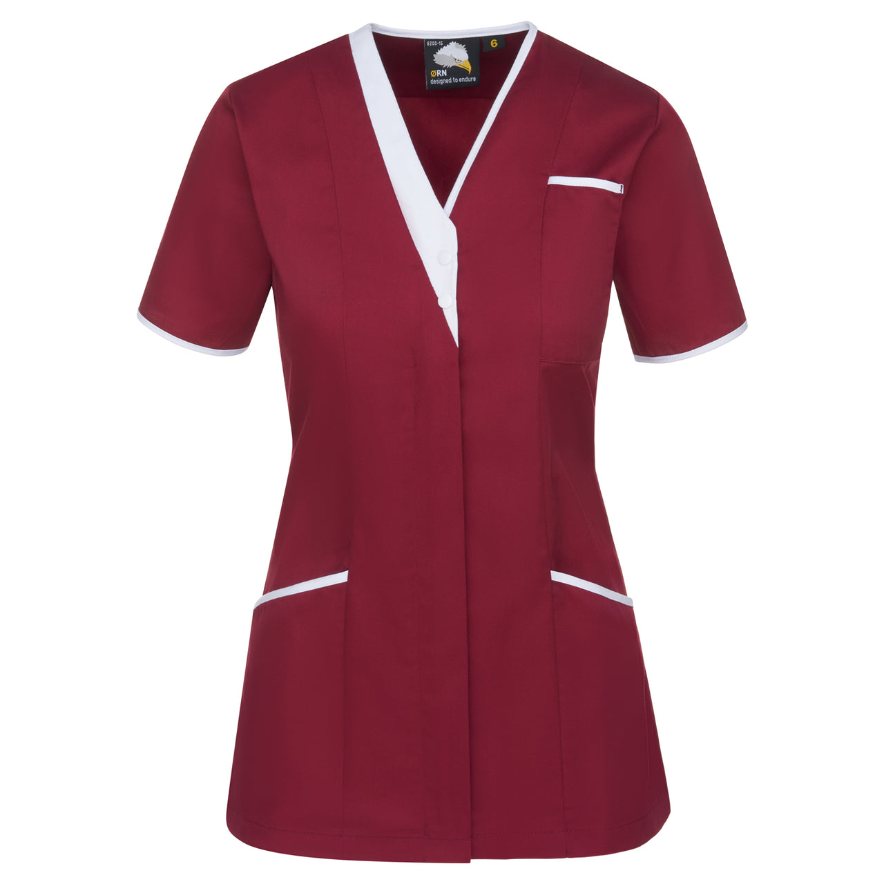 Tonia V-Neck Tunic - Maroon - White