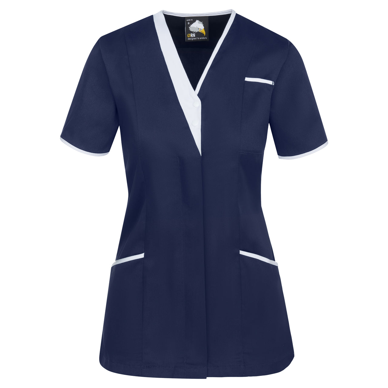 Tonia V-Neck Tunic - Navy - White